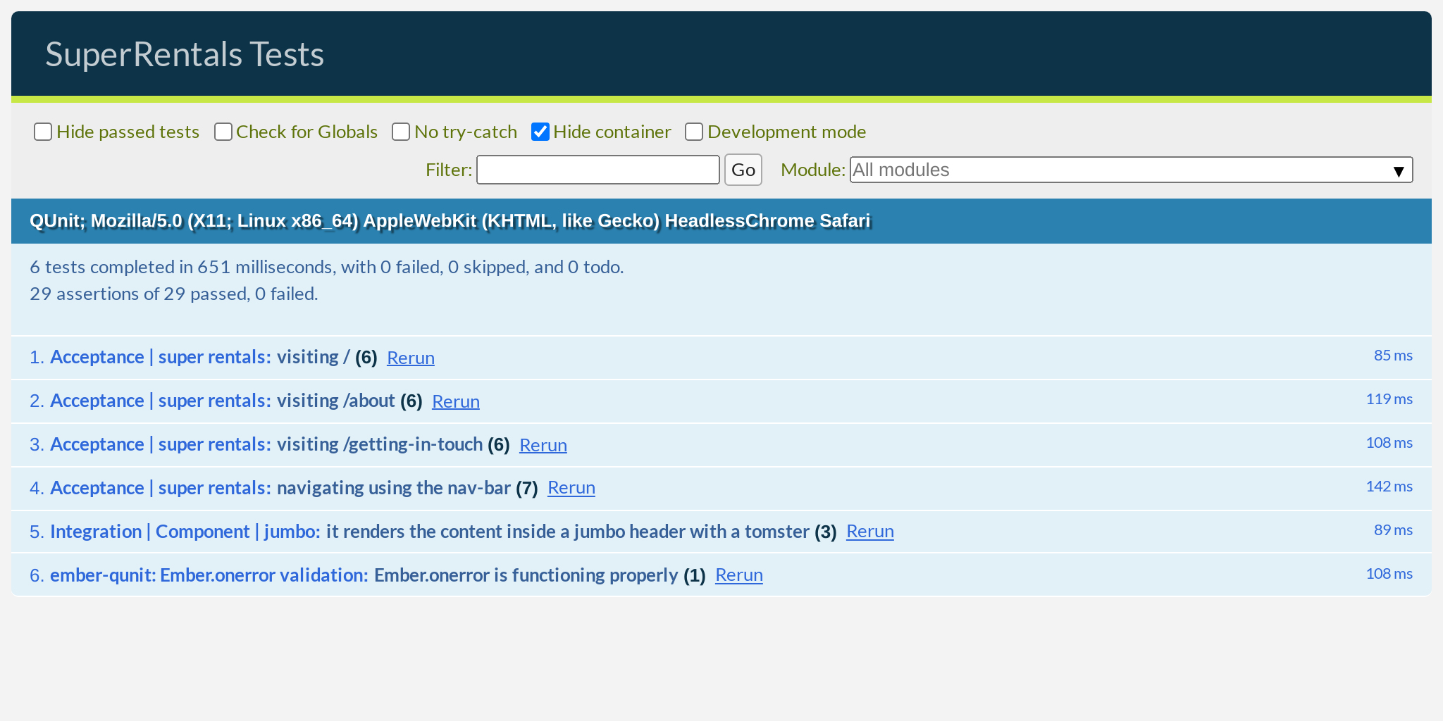 Tests still passing with our <NavBar> tests